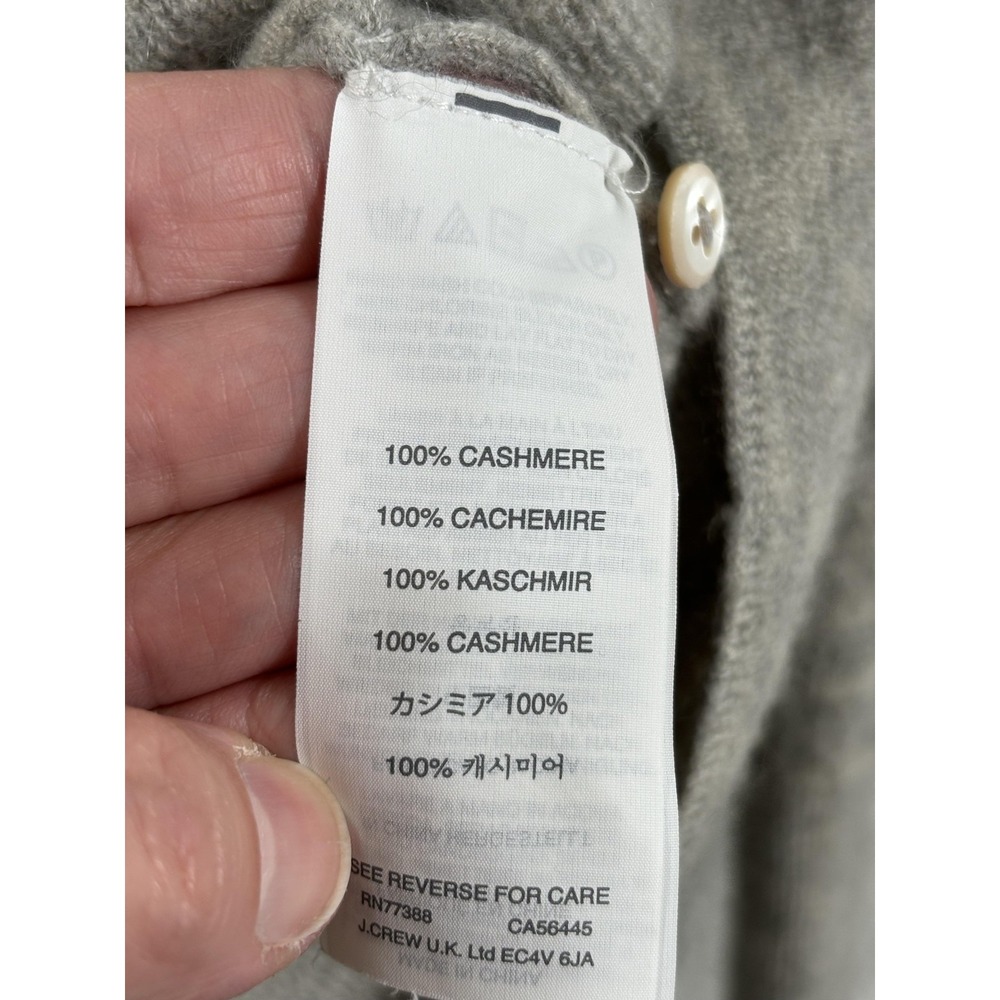 J.Crew Collection Cardigan Sweater Womens XS Gray Italian Cashmere V Neck C2377 - Picture 6 of 9